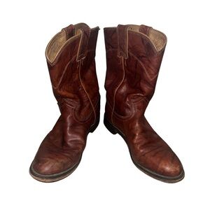 Justin Western Style Roper Boots Chestnut Brown Size 8.5B